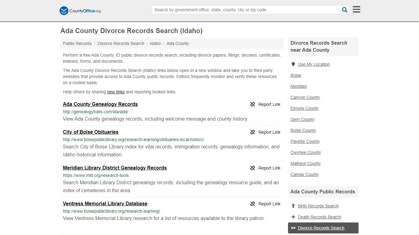 Ada County Divorce Records Search (Idaho) - County Office