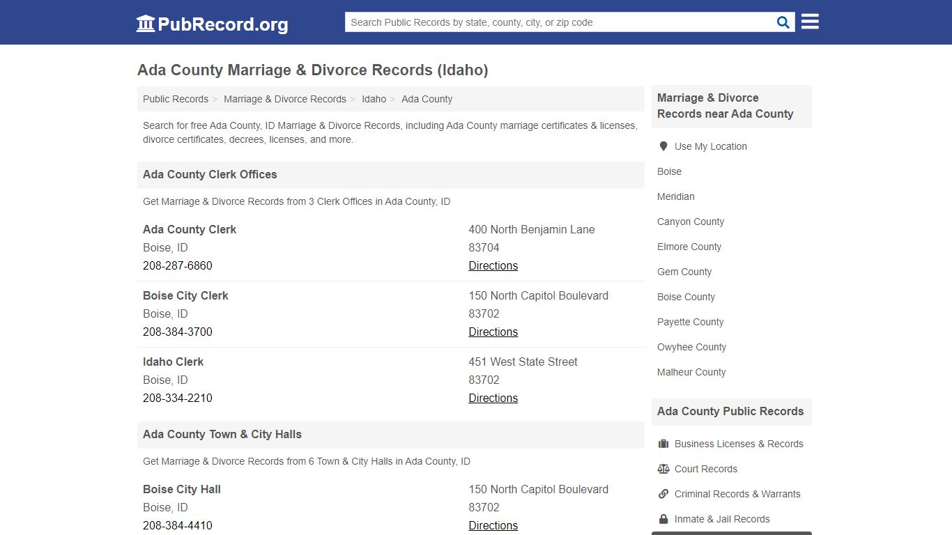 Ada County Marriage & Divorce Records (Idaho) - PubRecord.org